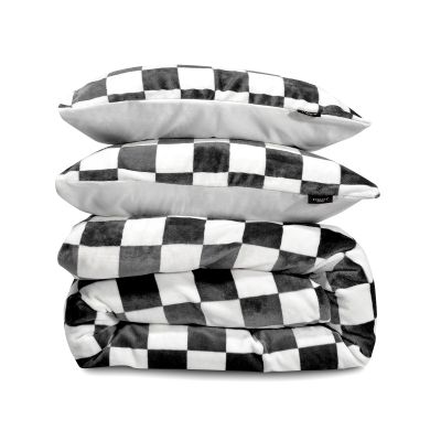 Dekbedovertrekset Chess Fleece Zwart