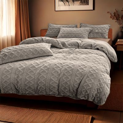 Dekbedovertrekset Jacquard Teddy Stone met 1 kussensloop