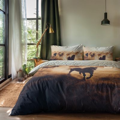 Dekbedovertrek Printed – Terra Plains Horses – met 1 Kussensloop