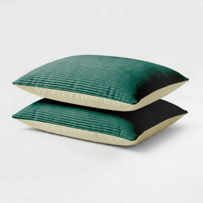 Kussenslopen Corduroy - Donker Groen/ Crème